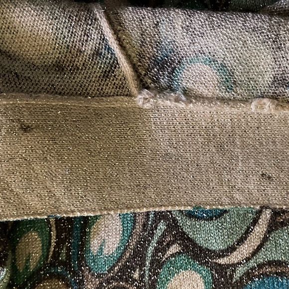 Chico’s Teal Taupe Aqua Cream Cardigan Peacock Pattern Chico’s Size 2 - Picture 6 of 8